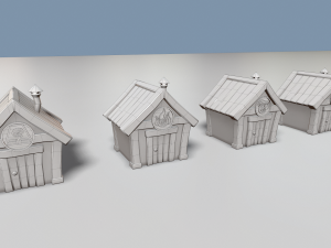 cartoon houses four elements Modelo 3D