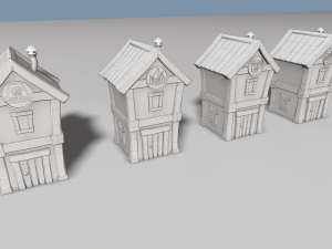 cartoon houses four elements Modelo 3D