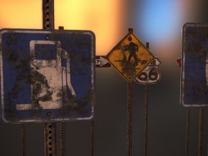 us road signs clean and dirty-rusty-decayed textures 4k and lowpoly kit 3D 모델