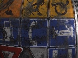 us road signs clean and dirty-rusty-decayed textures 4k and lowpoly kit 3D 모델