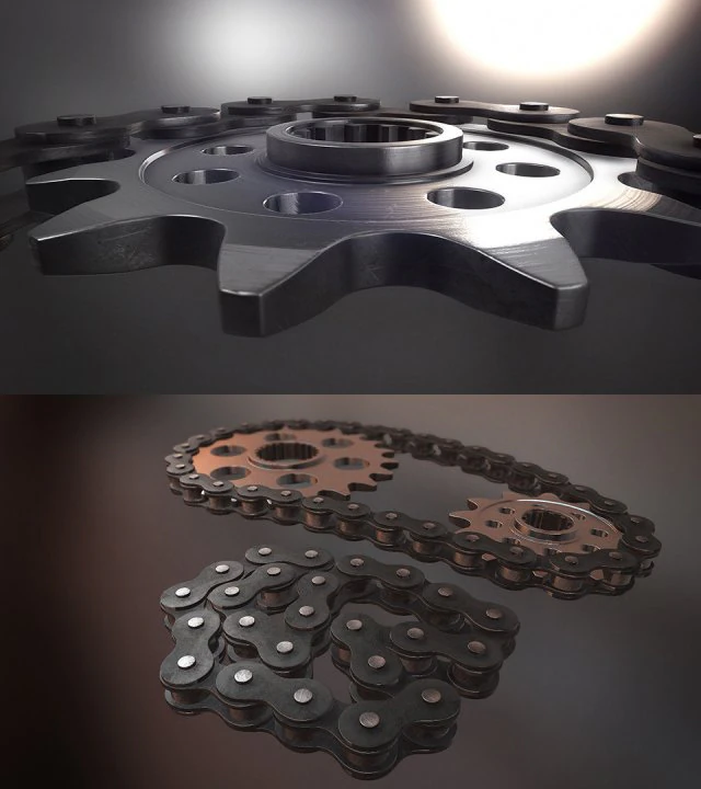 high end gear and chain 4k textures 3D Model .c4d .max .obj .3ds .fbx .stl .blend 