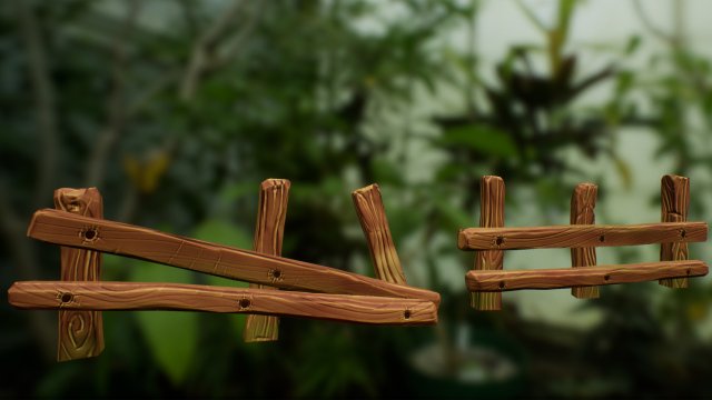 old wooden fence 3D Model .c4d .max .obj .3ds .fbx .stl .blend 