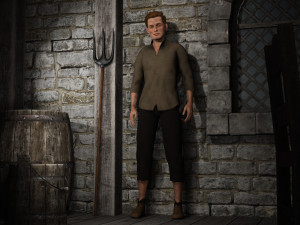 fantasy tavern stable boy - fantasy clothing 3D Model