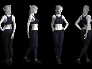 cyberpunk - sports activewear clothing set - blue and black Modelo 3D