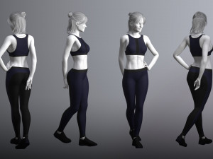 cyberpunk - sports activewear clothing set - blue and black Modelo 3D
