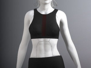cyberpunk - sports activewear clothing set - black and red 3D Model