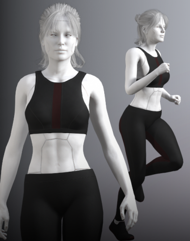 cyberpunk - sports activewear clothing set - black and red Modelo 3D in  Vestuário 3DExport
