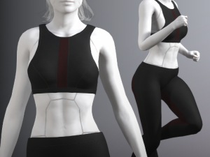 cyberpunk - sports activewear clothing set - black and red 3D Model