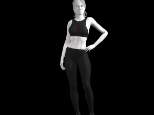 cyberpunk - sports activewear clothing set - black and red 3D Model