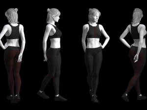 cyberpunk - sports activewear clothing set - black and red 3D Model