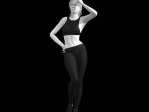 cyberpunk - sports activewear clothing set - black and red 3D Model
