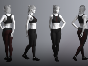 cyberpunk - sports activewear clothing set - black and red 3D Model