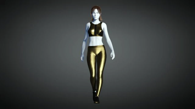 cyberpunk - sports activewear clothing set - gold and black 3D Model .c4d .max .obj .3ds .fbx .stl .blend 