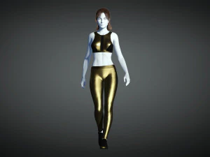 cyberpunk - set di abbigliamento sportivo activewear - oro e nero Modello 3D