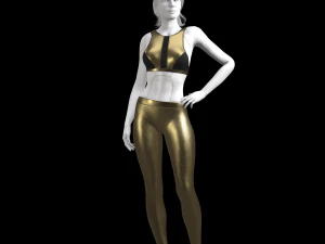cyberpunk - sports activewear clothing set - gold and black 3D Model