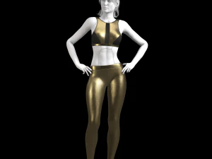 cyberpunk - sports activewear clothing set - gold and black 3D Model