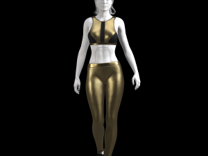 cyberpunk - sports activewear clothing set - gold and black 3Dモデル