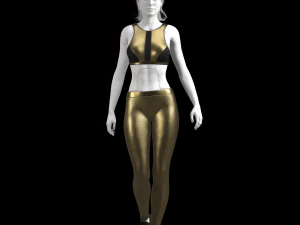 cyberpunk - sports activewear clothing set - gold and black 3D Model