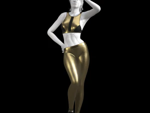 cyberpunk - sports activewear clothing set - gold and black 3D Model