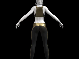 cyberpunk - sports activewear clothing set - gold and black 3D Model