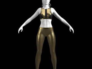 cyberpunk - sports activewear clothing set - gold and black 3D Model