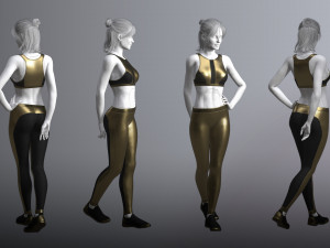 cyberpunk - sports activewear clothing set - gold and black 3Dモデル