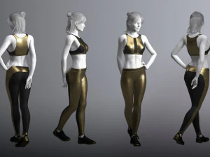 cyberpunk - sports activewear clothing set - gold and black 3D Model