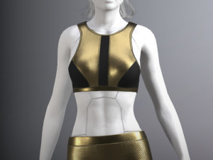 cyberpunk - sports activewear clothing set - gold and black 3Dモデル