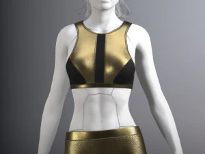 cyberpunk - sports activewear clothing set - gold and black 3D Model