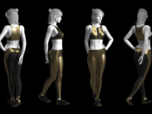cyberpunk - sports activewear clothing set - gold and black 3Dモデル
