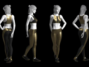 cyberpunk - sports activewear clothing set - gold and black 3D Model