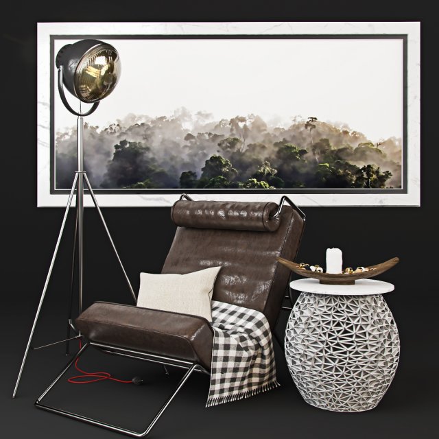 armchair with decor 2 Modelo 3D .c4d .max .obj .3ds .fbx .stl .blend 