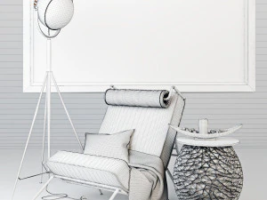 armchair with decor 2 3D Model
