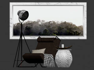 armchair with decor 2 3D Model