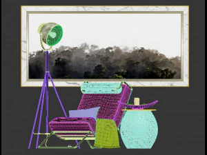 armchair with decor 2 3D Model