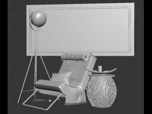 armchair with decor 2 3D Model