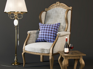 armchair with decor 3 3D Model