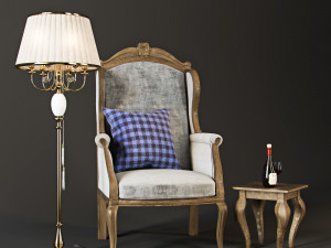armchair with decor 3 Model 3D