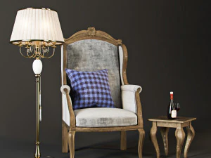armchair with decor 3 3D Model