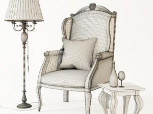 armchair with decor 3 Model 3D