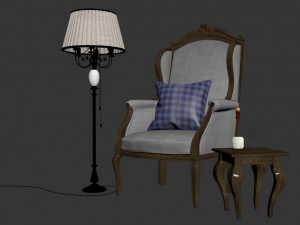 armchair with decor 3 Model 3D
