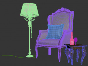 armchair with decor 3 Model 3D