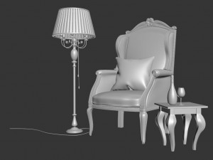 armchair with decor 3 Model 3D