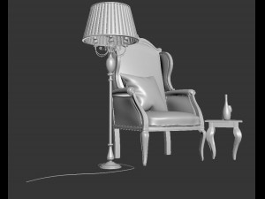 armchair with decor 3 Model 3D