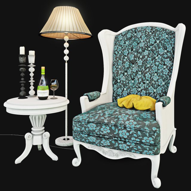 armchair with decor 5 3D मॉडल .c4d .max .obj .3ds .fbx .stl .blend 