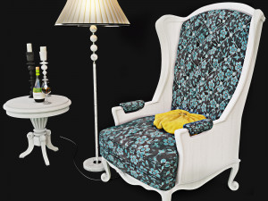 armchair with decor 5 3D मॉडल