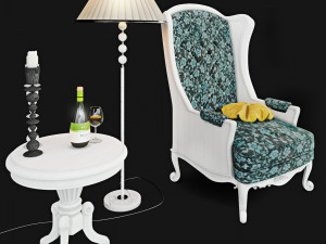 armchair with decor 5 3D मॉडल