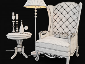 armchair with decor 5 3D मॉडल