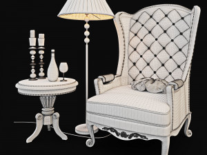 armchair with decor 5 3D मॉडल