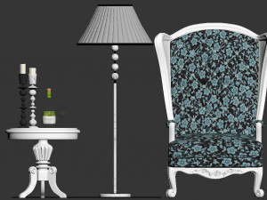 armchair with decor 5 3D मॉडल
